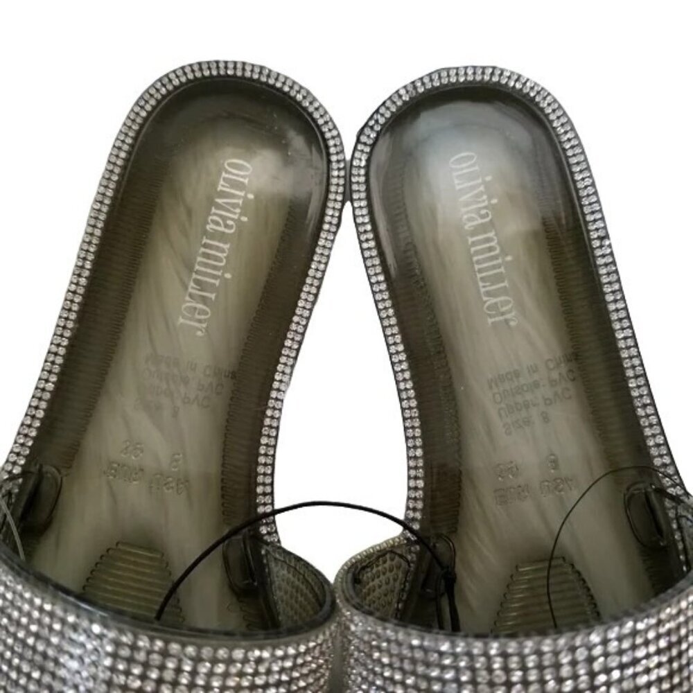 Olivia Miller Silver Rhinestone Jelly Slides - Picture 3 of 4